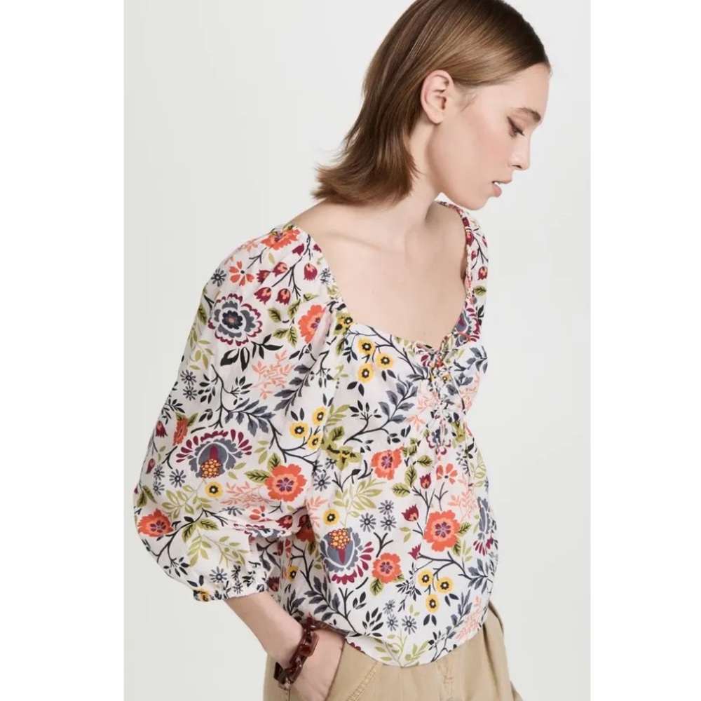 Velvet by Graham & Spencer Stass Floral Multicolor Floral Cotton Babydoll Blouse - Picture 3 of 13